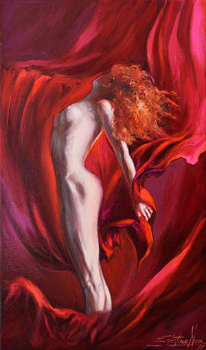 La mujer y su paño rojo/ Celestino Mes